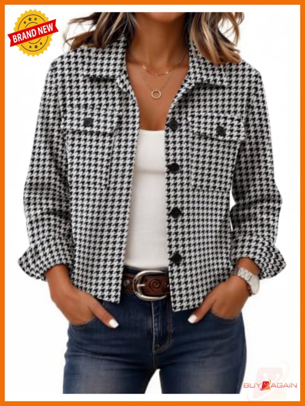 Zeagoo Flannel Cropped Shacket Plaid Button Front Jacket